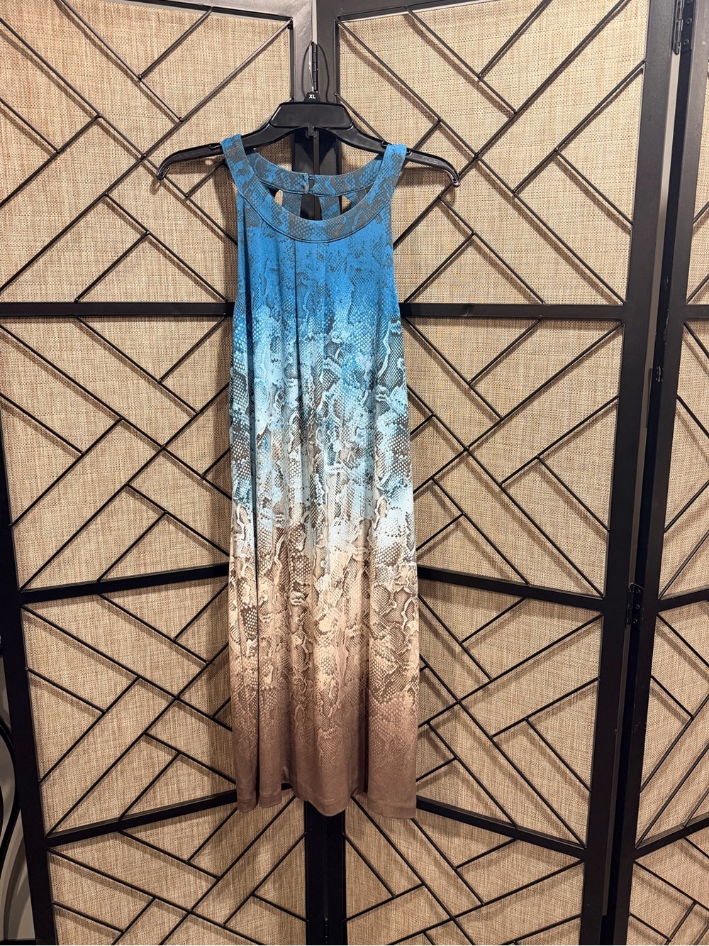 WHBM Blue to Brown Ombré Snake-Print Midi Dress - XL